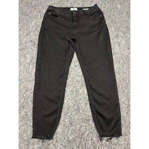 Angels Forever Young Curvy Skinny Jeans Womens 16 Black Raw Hem High Rise Stretc